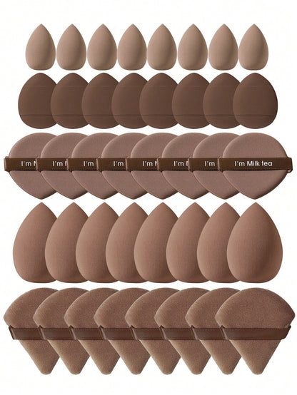100pcs All-In-One Makeup Tool Set, Soft Makeup Sponges, Mini Sponges, Triangle Powder Puffs, Cushion Powder Puffs And Mini Cushion Powder Puffs, Suitable For Foundation, Concealer, Loose Powder Settin