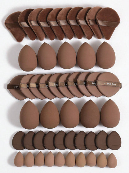 100pcs All-In-One Makeup Tool Set, Soft Makeup Sponges, Mini Sponges, Triangle Powder Puffs, Cushion Powder Puffs And Mini Cushion Powder Puffs, Suitable For Foundation, Concealer, Loose Powder Settin