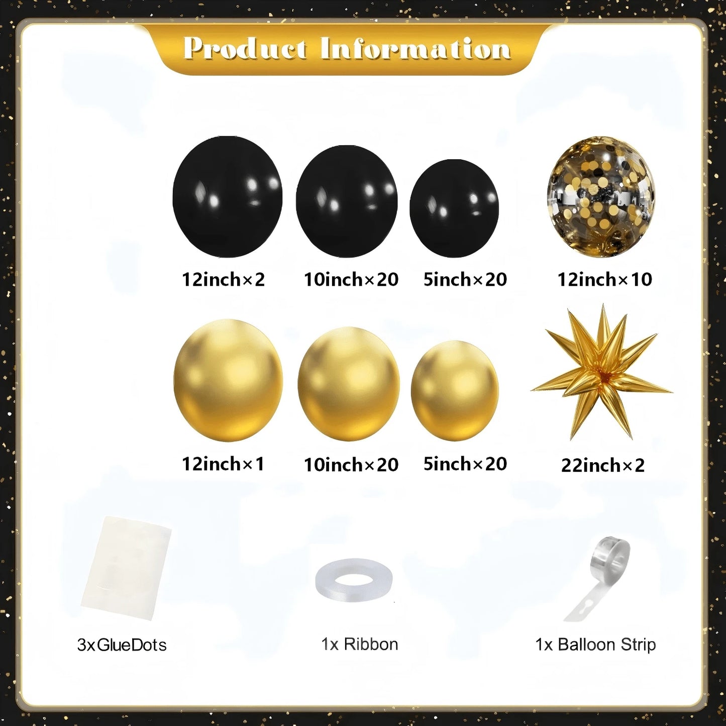 100pcs Black & Gold Balloon Garland Arch Kit, Black & Gold Star Balloons, Suitable For Boy/Girl Birthday, Graduation, New Year, Retirement, Anniversary, Wedding & Engagement Party Decor