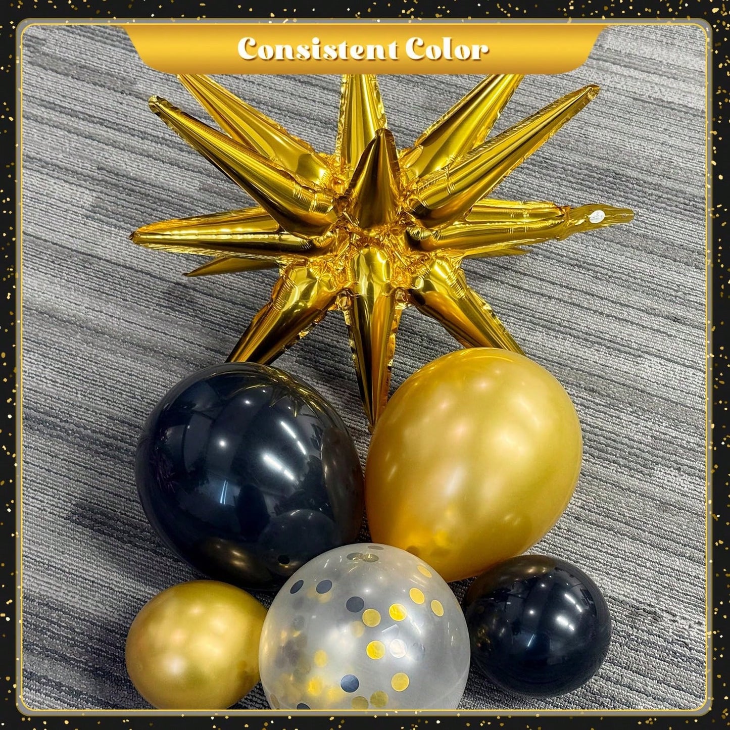 100pcs Black & Gold Balloon Garland Arch Kit, Black & Gold Star Balloons, Suitable For Boy/Girl Birthday, Graduation, New Year, Retirement, Anniversary, Wedding & Engagement Party Decor