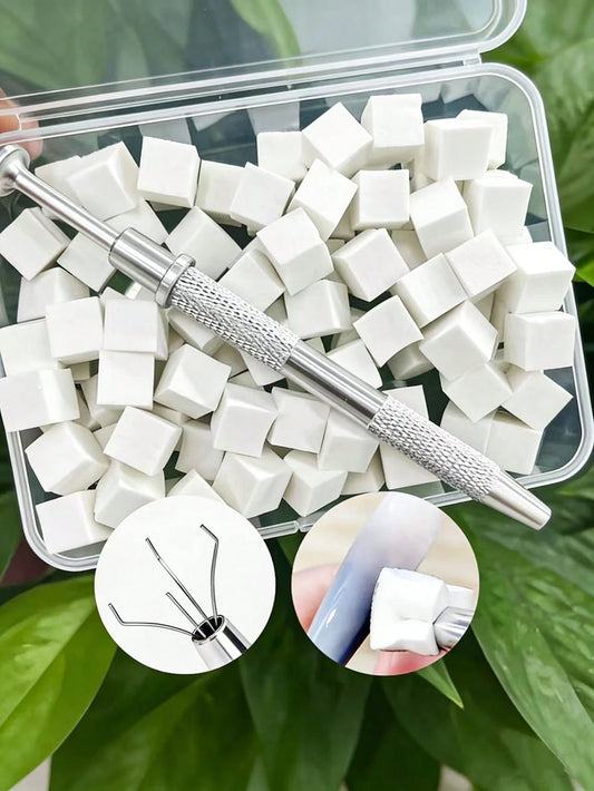 100pcs/Box Nail Art Sponge Set With Clips, Multi-Functional Gradient Nail Art Sponge, White Gradient Sponge, Suitable For DIY Nail Art Design, High Density Lint-Free, Nail Art Tools, Nail Art Supplies