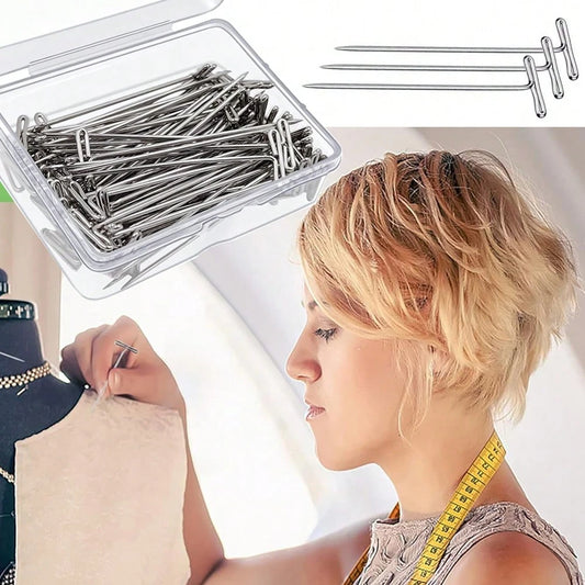 100pcs T-Pins, Handmade Craft Jewelry Sewing Pins, Used For Fixing Wigs Display On Canvas Heads