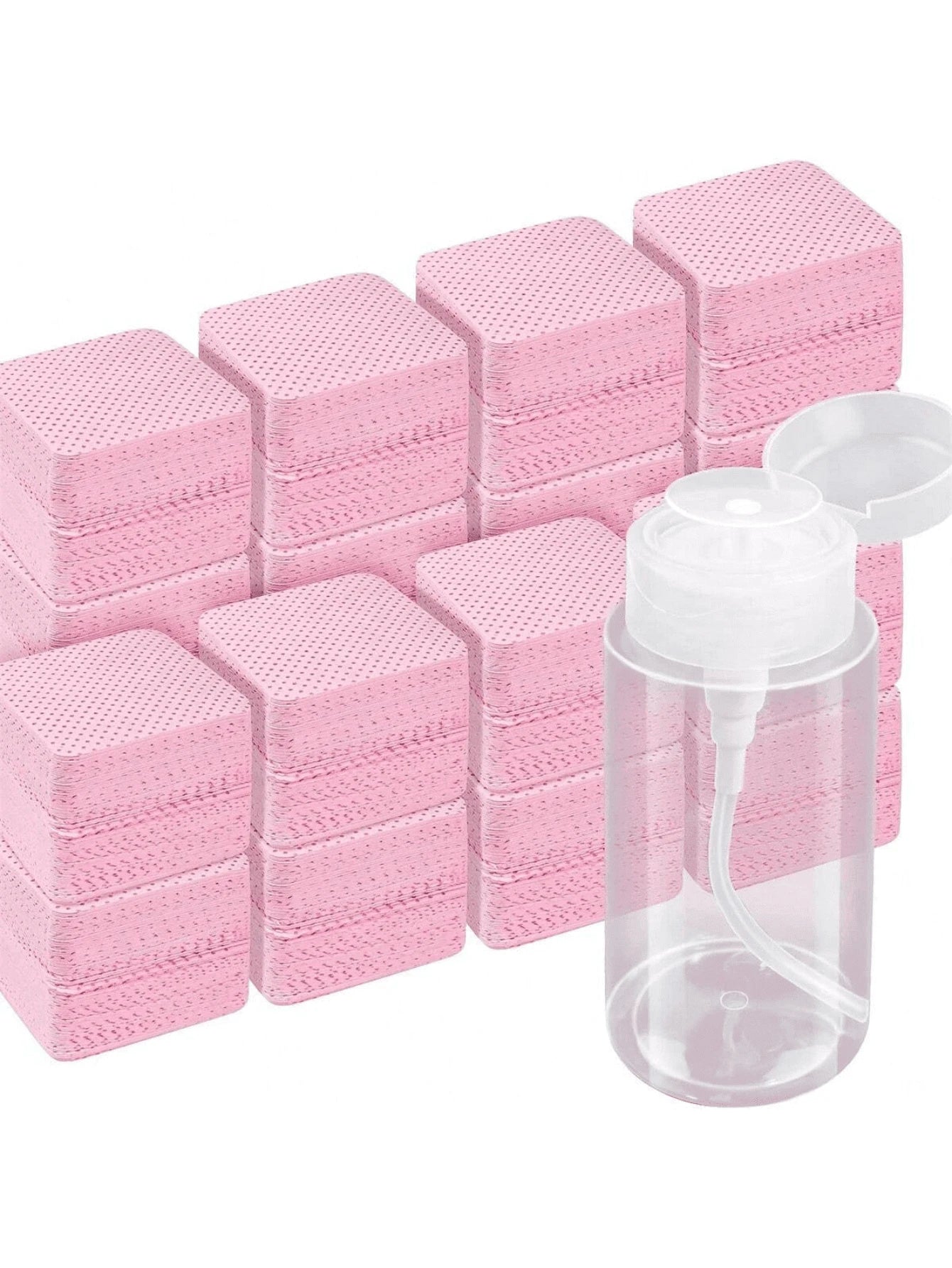 1080 PCS Pink Lint Free Nail Wipes, Eyelash Extension Wipes, Super Absorbent Soft Non-Woven With A Pump Dispenser Bottle Disposable Nail Polish Remover For Polish Clean Acrylic Nails Remover