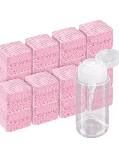 1080 PCS Pink Lint Free Nail Wipes, Eyelash Extension Wipes, Super Absorbent Soft Non-Woven With A Pump Dispenser Bottle Disposable Nail Polish Remover For Polish Clean Acrylic Nails Remover