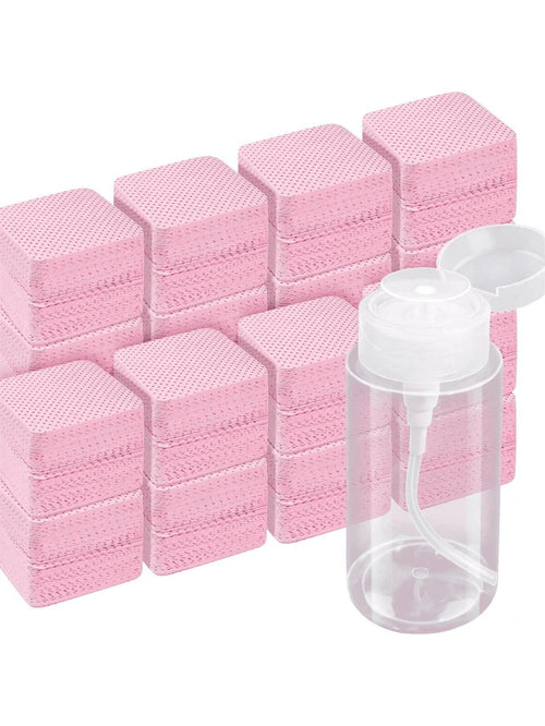 1080 PCS Pink Lint Free Nail Wipes, Eyelash Extension Wipes, Super Absorbent Soft Non-Woven With A Pump Dispenser Bottle Disposable Nail Polish Remover For Polish Clean Acrylic Nails Remover