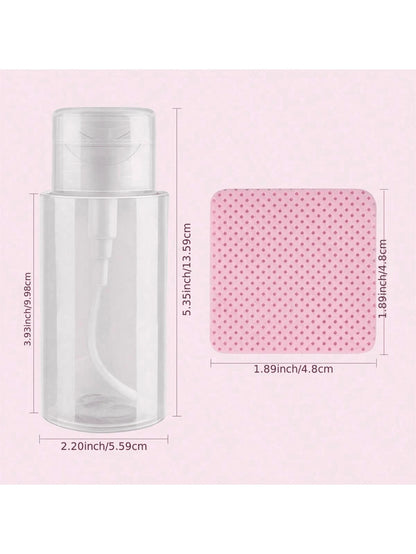 1080 PCS Pink Lint Free Nail Wipes, Eyelash Extension Wipes, Super Absorbent Soft Non-Woven With A Pump Dispenser Bottle Disposable Nail Polish Remover For Polish Clean Acrylic Nails Remover