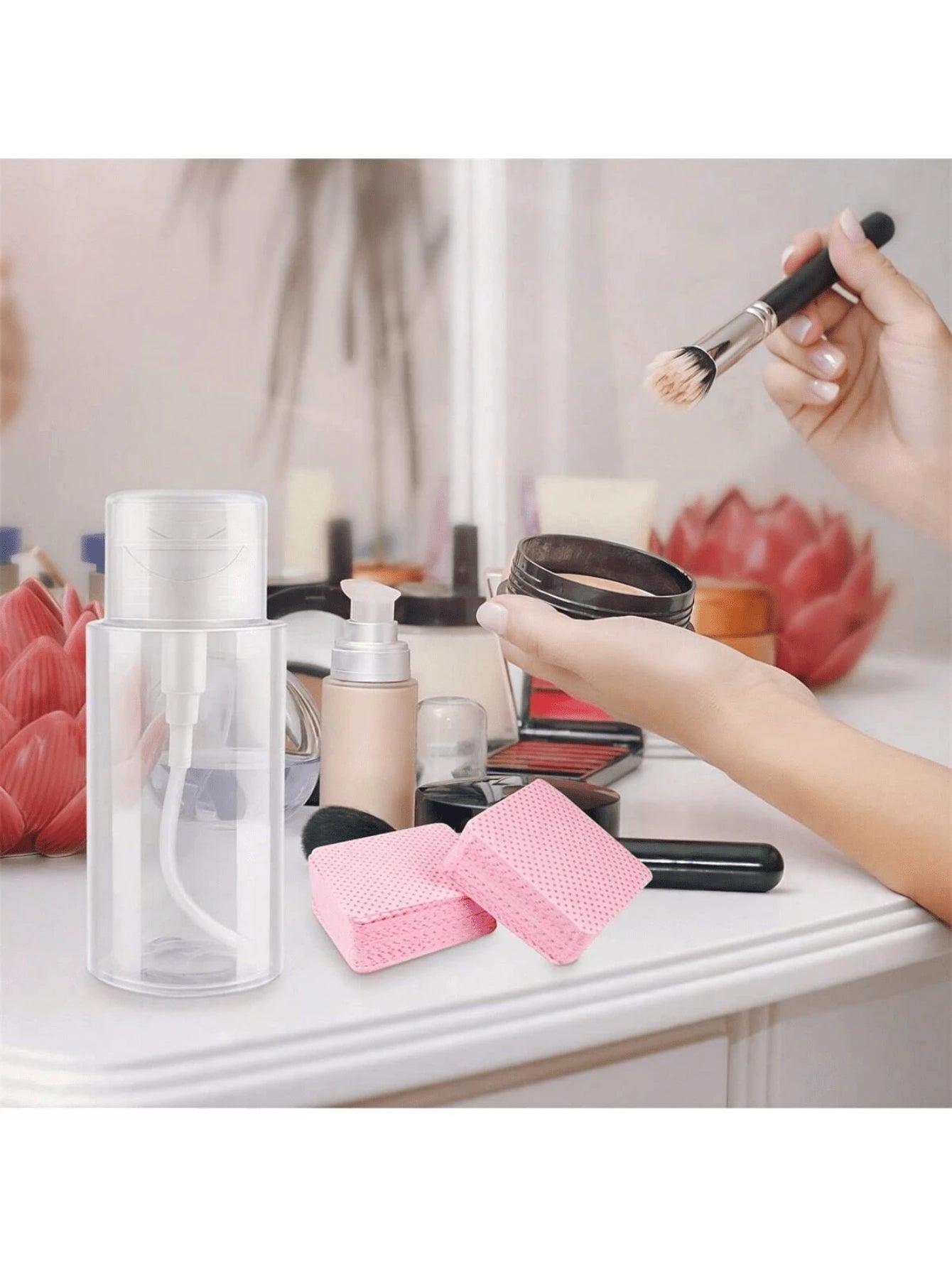 1080 PCS Pink Lint Free Nail Wipes, Eyelash Extension Wipes, Super Absorbent Soft Non-Woven With A Pump Dispenser Bottle Disposable Nail Polish Remover For Polish Clean Acrylic Nails Remover