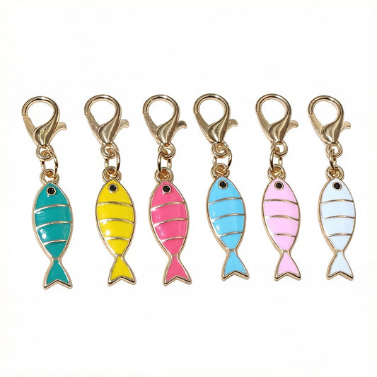 10pcs Enamel Fish Charms Pendant With Lobster Clasp DIY Jewelry Making Accessories Findings For Keychain Necklace Bracelet