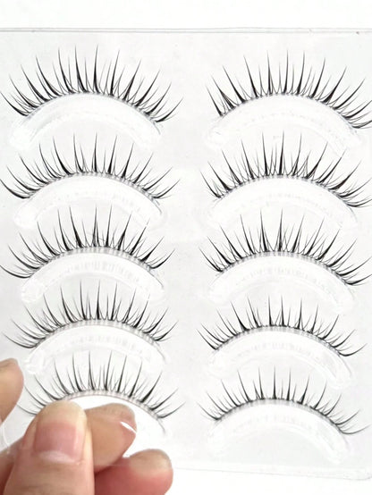 10pcs/Pack Fairy Soft Ultra Fine Transparent False Eyelashes, Natural Looking Long & Thick One Piece Design Strip Lashes, Lashes, Eyelashes, Fake Lashes