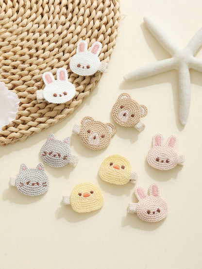 10pcs/Set Cute Animal Design Hair Clips, Soft & Adorable Baby Hair Clips, Bangs Clips, Won't Damage Hair, Suitable For All Seasons
