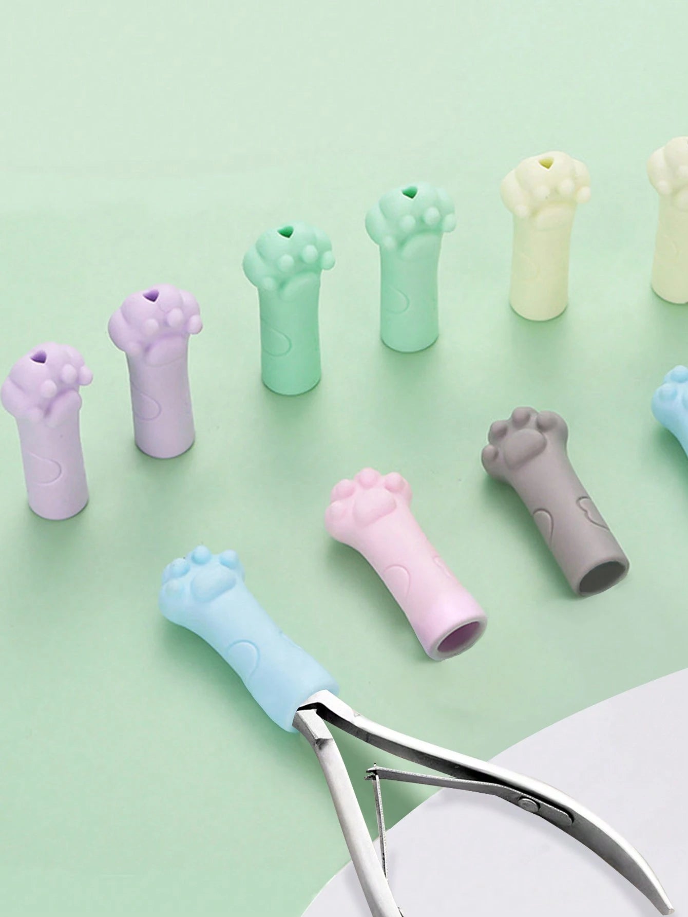 10pcs Silicone Cat Nail Care Tool Protector Sleeve, Random Color,Nail Supplies,Nail Tools,Nail Art Tools,Back To School,Nails,Nail Tools For Press On Nails