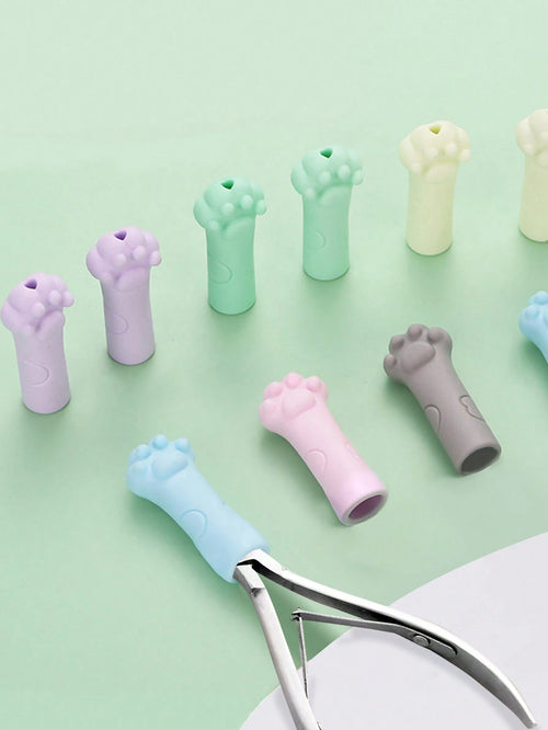 10pcs Silicone Cat Nail Care Tool Protector Sleeve, Random Color,Nail Supplies,Nail Tools,Nail Art Tools,Back To School,Nails,Nail Tools For Press On Nails