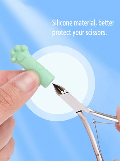 10pcs Silicone Cat Nail Care Tool Protector Sleeve, Random Color,Nail Supplies,Nail Tools,Nail Art Tools,Back To School,Nails,Nail Tools For Press On Nails
