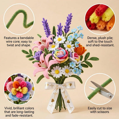 1183 Pcs Premium Chenille Stems Flower Making Kit With Tutorial Booklet, 16 Carefully Selected Colors Pipe Cleaners, Floral Stem Wire, Flower Stamens, Tutorial Booklet & Floral Tape, DIY Handmade Flow