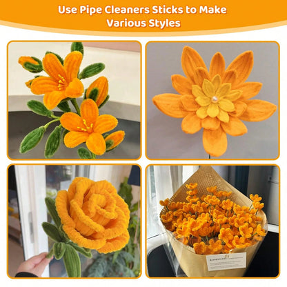 1183 Pcs Premium Chenille Stems Flower Making Kit With Tutorial Booklet, 16 Carefully Selected Colors Pipe Cleaners, Floral Stem Wire, Flower Stamens, Tutorial Booklet & Floral Tape, DIY Handmade Flow