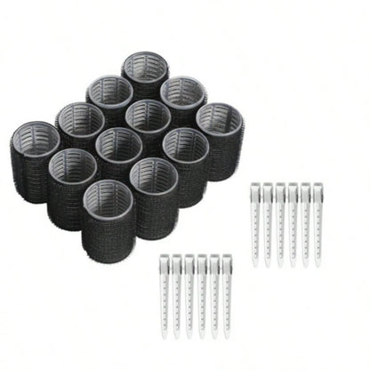 12/24pcs Self-Adhesive Hair Curlers Diameter 3.6cm, Includes 6/12 Curlers And 6/12 Stainless Steel Clips, Salon-Grade Hair Curlers, No Heat Required For DIY Hairstyles, Hair Curlers, Hair Rollers, No