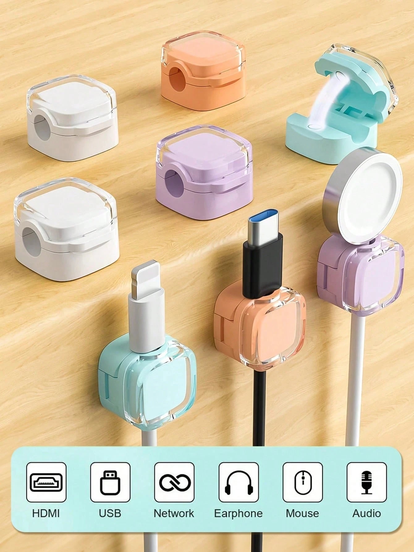 12/6/3 Packs Magnetic Cable Clips, Magnetic Desktop Cable Holder, Slot-Type Cable Clips- Cable Organizer, Cable Management, Cable Tidy Clips, Cable Fixer, Desktop Cable Organizer, Charging Cable Hold