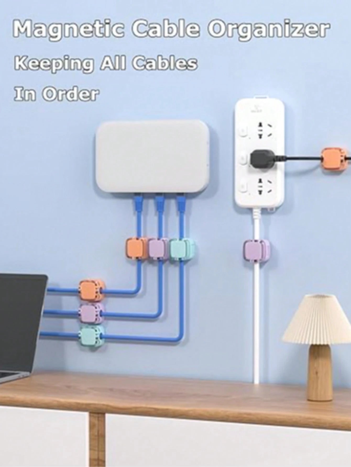 12/6/3 Packs Magnetic Cable Clips, Magnetic Desktop Cable Holder, Slot-Type Cable Clips- Cable Organizer, Cable Management, Cable Tidy Clips, Cable Fixer, Desktop Cable Organizer, Charging Cable Hold