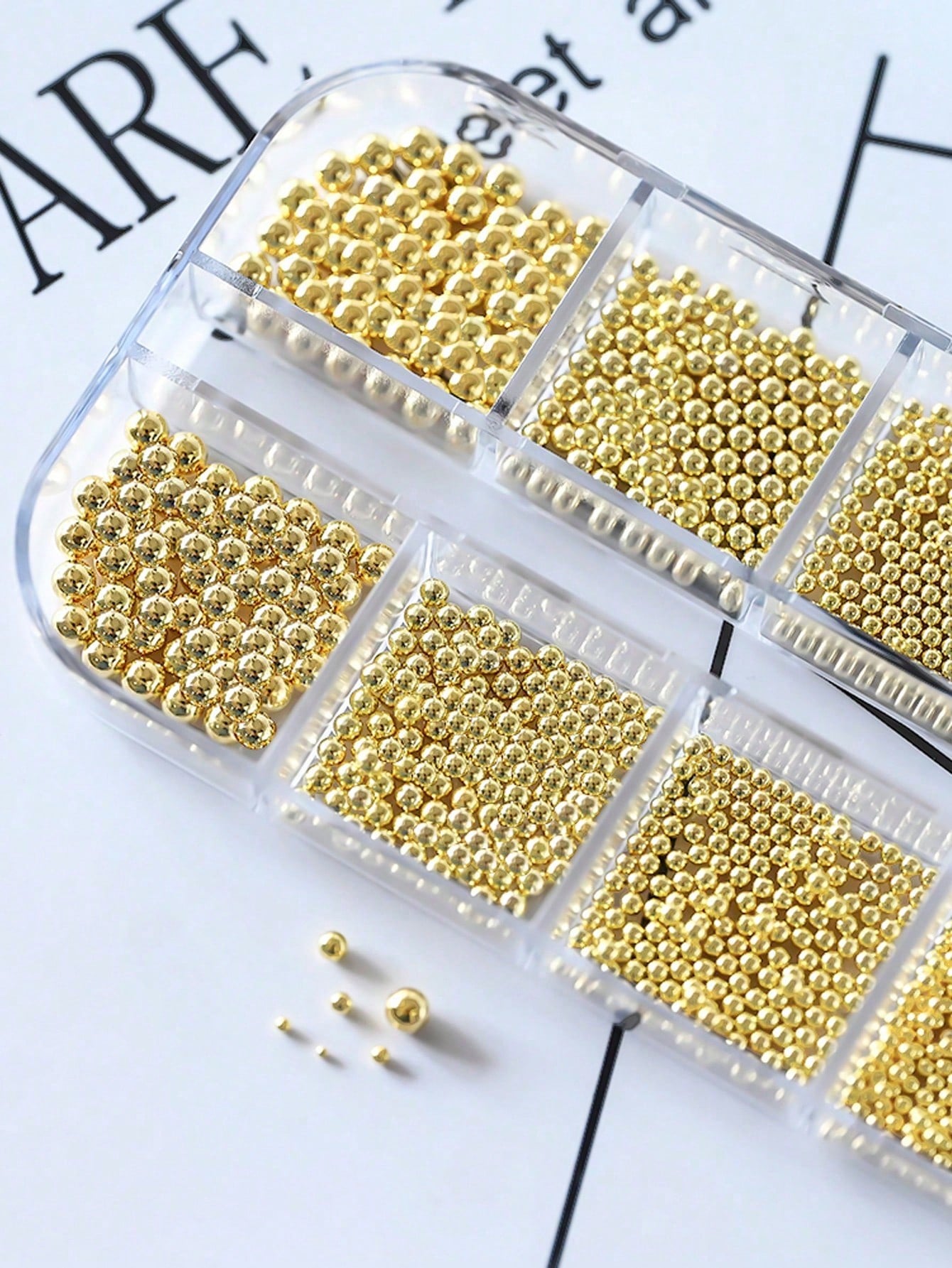 12 Grids/Box Gold Stainless Steel Metal Beads Nail Art Decoration, 3D Mini 1mm Caviar Balls Silver Pendant Faux Pearl Nail Supplies, Nail Jewelry Nails Nail Charms
