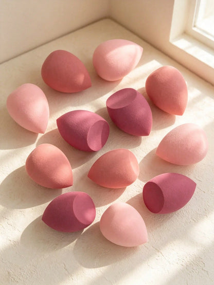 12 Large Makeup Sponges, Multi-Color Makeup Sponges, Suitable For Liquid, Cream And Powder Foundations- Latex-Free, Dry And Wet Use, Suitable For All Skin Types, Makeup, Affordable, Room Decor, Vanit