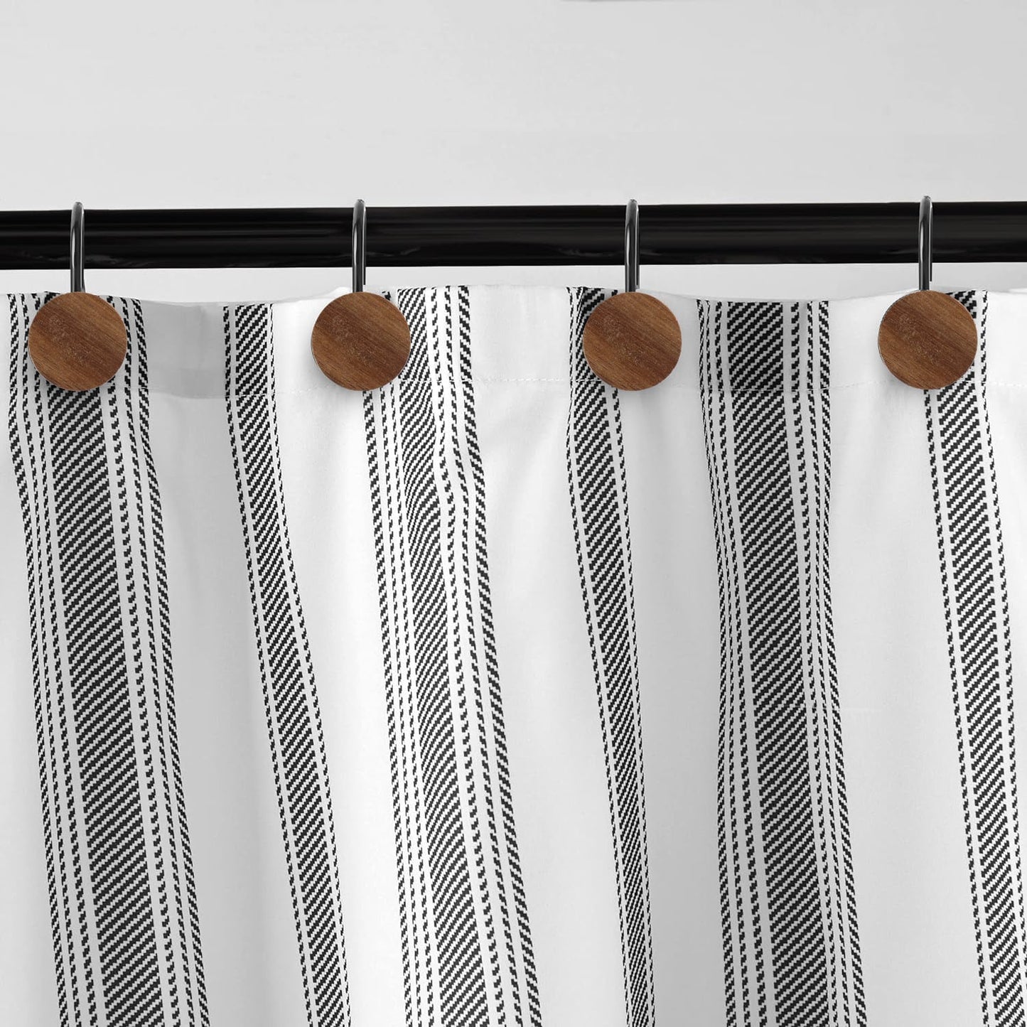 12-Piece Set Of Wooden Shower Curtain Hooks, Decorative Metal Shower Curtain Hooks, Home Accessories, Waterproof And Rust-Free.