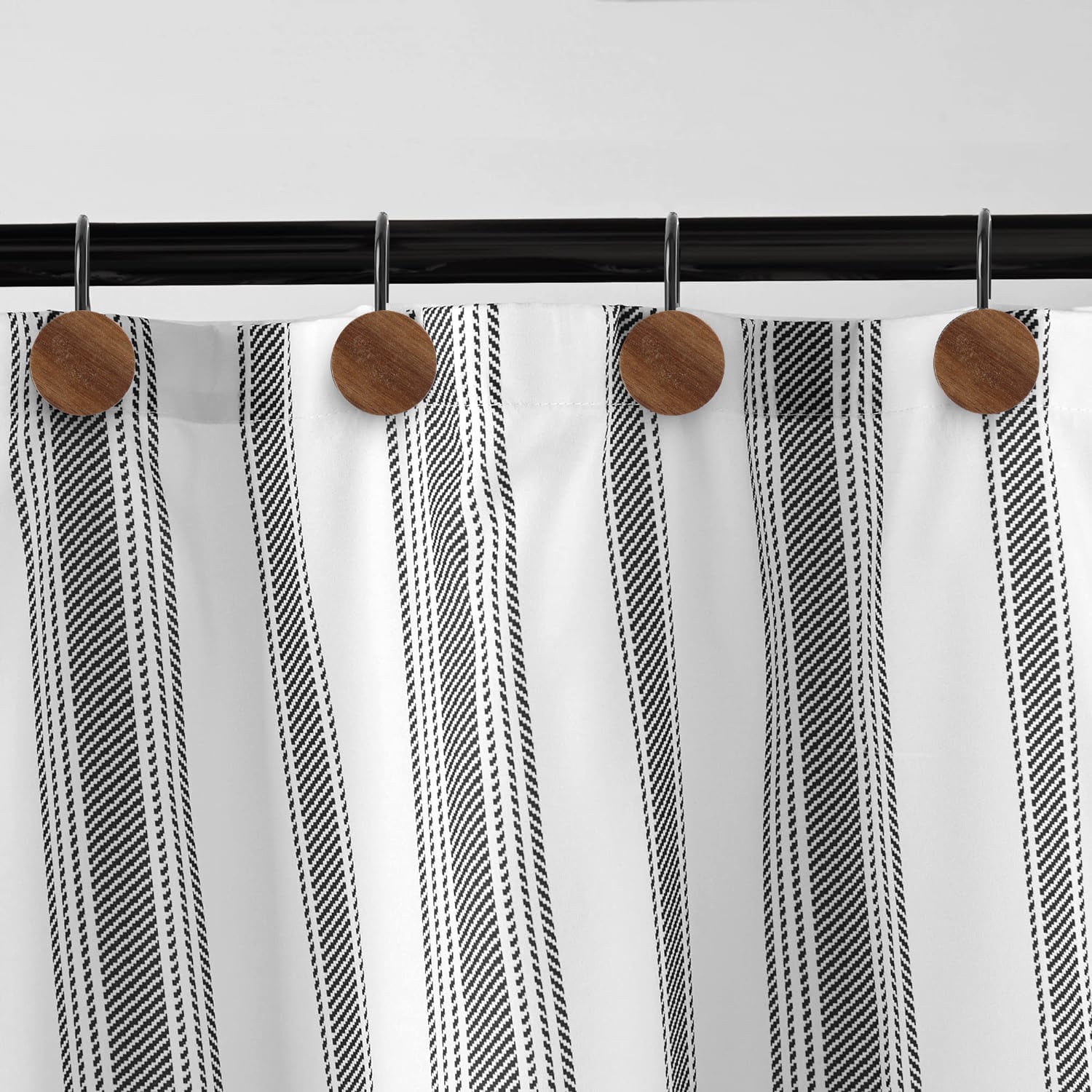 12-Piece Set Of Wooden Shower Curtain Hooks, Decorative Metal Shower Curtain Hooks, Home Accessories, Waterproof And Rust-Free.