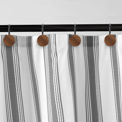 12-Piece Set Of Wooden Shower Curtain Hooks, Decorative Metal Shower Curtain Hooks, Home Accessories, Waterproof And Rust-Free.