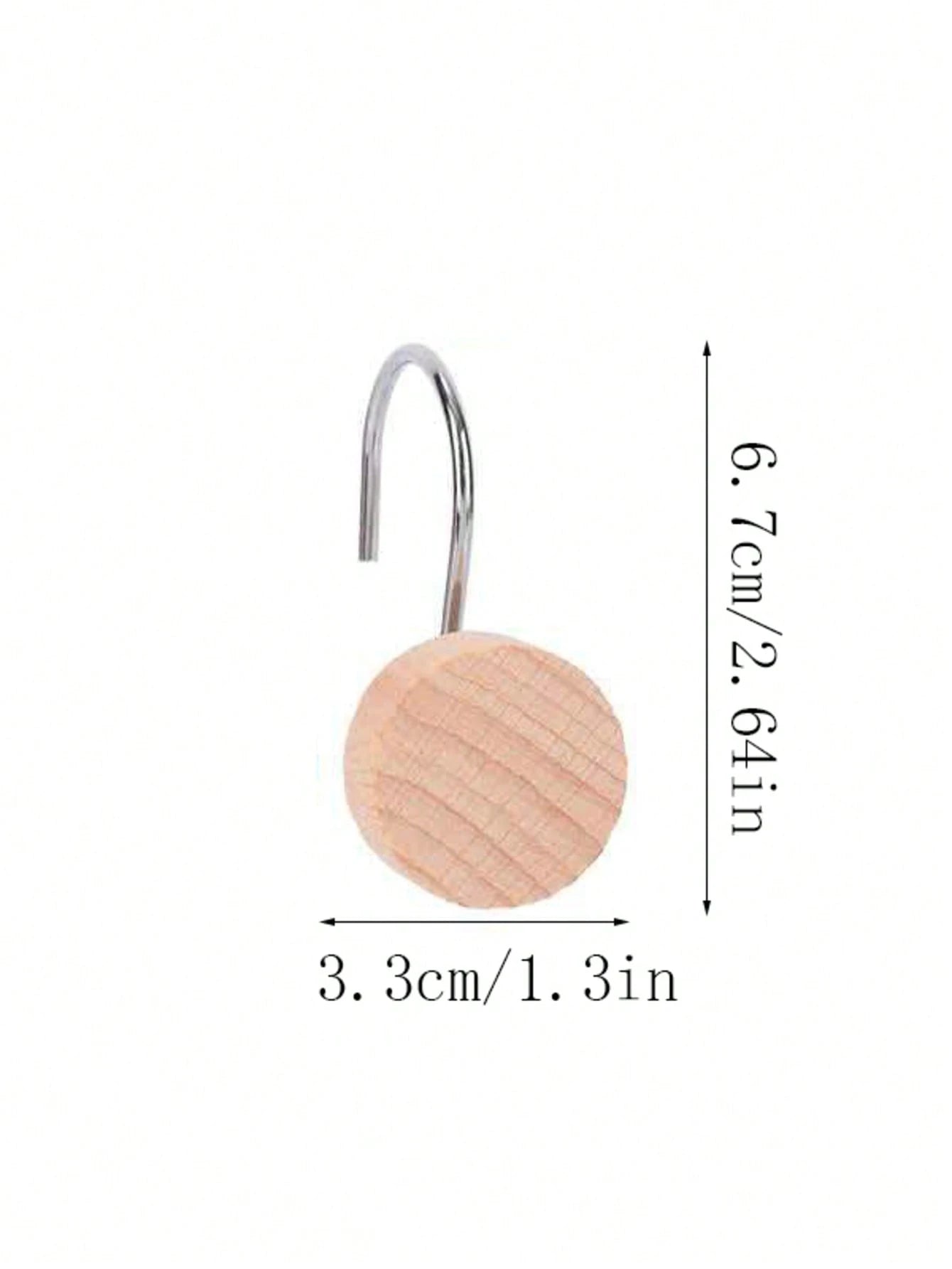 12-Piece Set Of Wooden Shower Curtain Hooks, Decorative Metal Shower Curtain Hooks, Home Accessories, Waterproof And Rust-Free.