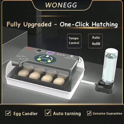 12 Upgrade Egg Incubator- Automatic Egg Turner, Temperature Control, Built-In Candler, Auto Water Refill For Hatching Chicken, Duck, Quail & Bird Eggs