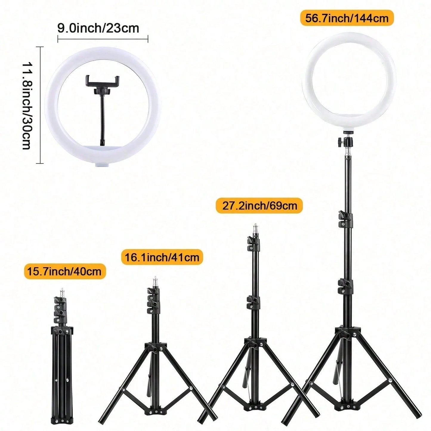 12" USB LED Ring Light Comes With Two Phone Clamp And A 110Cm Tripod Stand, Making It A Lightweight And Portable Solution For Circle Podcast Lighting, Perfect For Makeup, Live Streaming, Photography