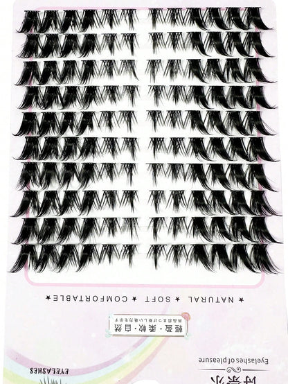 120pcs Fox Eye False Eyelashes, Single Strand Cartoon Style, Natural Makeup Effect, Segmented Anime Style, C Curl, Thick Mink Fur, Mixed Length, Eyelash Clusters, Single Strand Eyelashes, False Eyelas