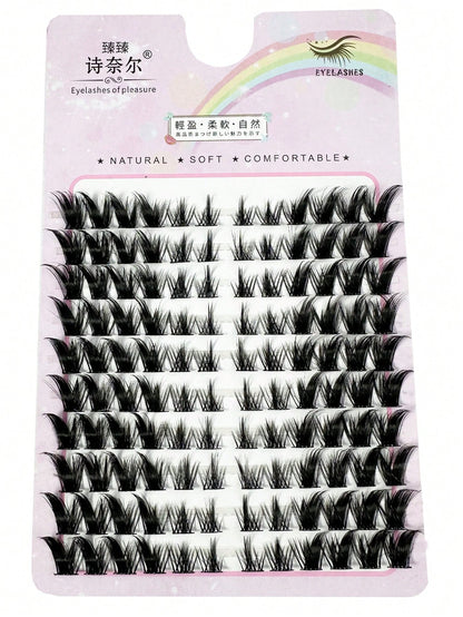 120pcs Fox Eye False Eyelashes, Single Strand Cartoon Style, Natural Makeup Effect, Segmented Anime Style, C Curl, Thick Mink Fur, Mixed Length, Eyelash Clusters, Single Strand Eyelashes, False Eyelas