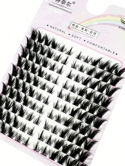 120pcs Fox Eye False Eyelashes, Single Strand Cartoon Style, Natural Makeup Effect, Segmented Anime Style, C Curl, Thick Mink Fur, Mixed Length, Eyelash Clusters, Single Strand Eyelashes, False Eyelas
