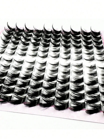 120pcs Fox Eye False Eyelashes, Single Strand Cartoon Style, Natural Makeup Effect, Segmented Anime Style, C Curl, Thick Mink Fur, Mixed Length, Eyelash Clusters, Single Strand Eyelashes, False Eyelas