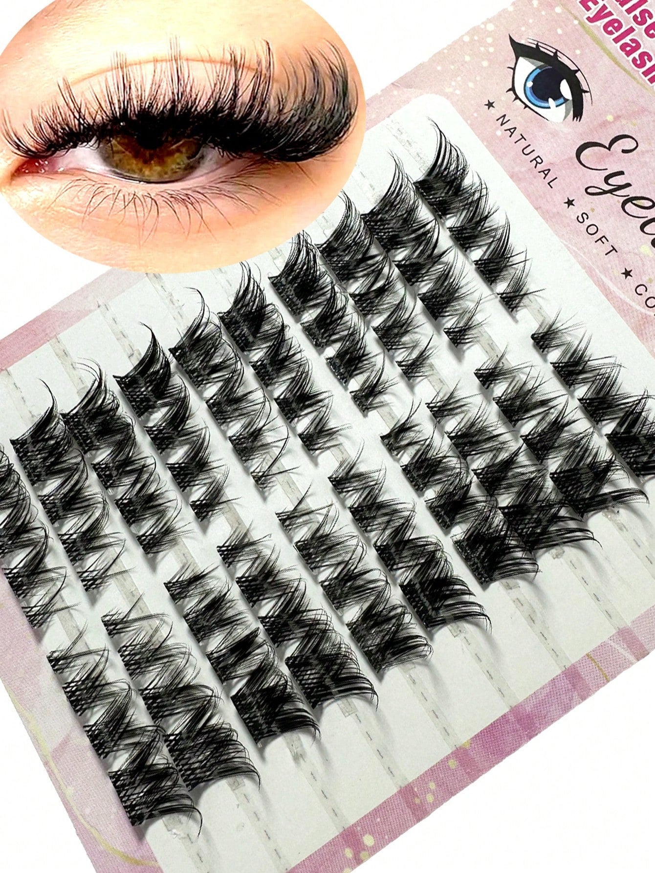 120pcs Fox Eye False Eyelashes, Single Strand Cartoon Style, Natural Makeup Effect, Segmented Anime Style, C Curl, Thick Mink Fur, Mixed Length, Eyelash Clusters, Single Strand Eyelashes, False Eyelas