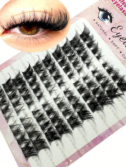 120pcs Fox Eye False Eyelashes, Single Strand Cartoon Style, Natural Makeup Effect, Segmented Anime Style, C Curl, Thick Mink Fur, Mixed Length, Eyelash Clusters, Single Strand Eyelashes, False Eyelas