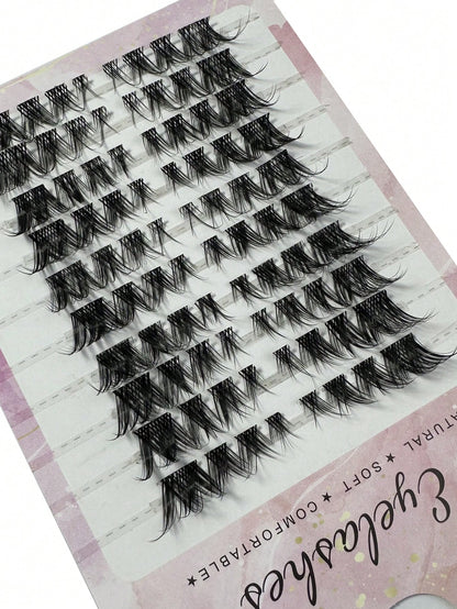 120pcs Fox Eye False Eyelashes, Single Strand Cartoon Style, Natural Makeup Effect, Segmented Anime Style, C Curl, Thick Mink Fur, Mixed Length, Eyelash Clusters, Single Strand Eyelashes, False Eyelas