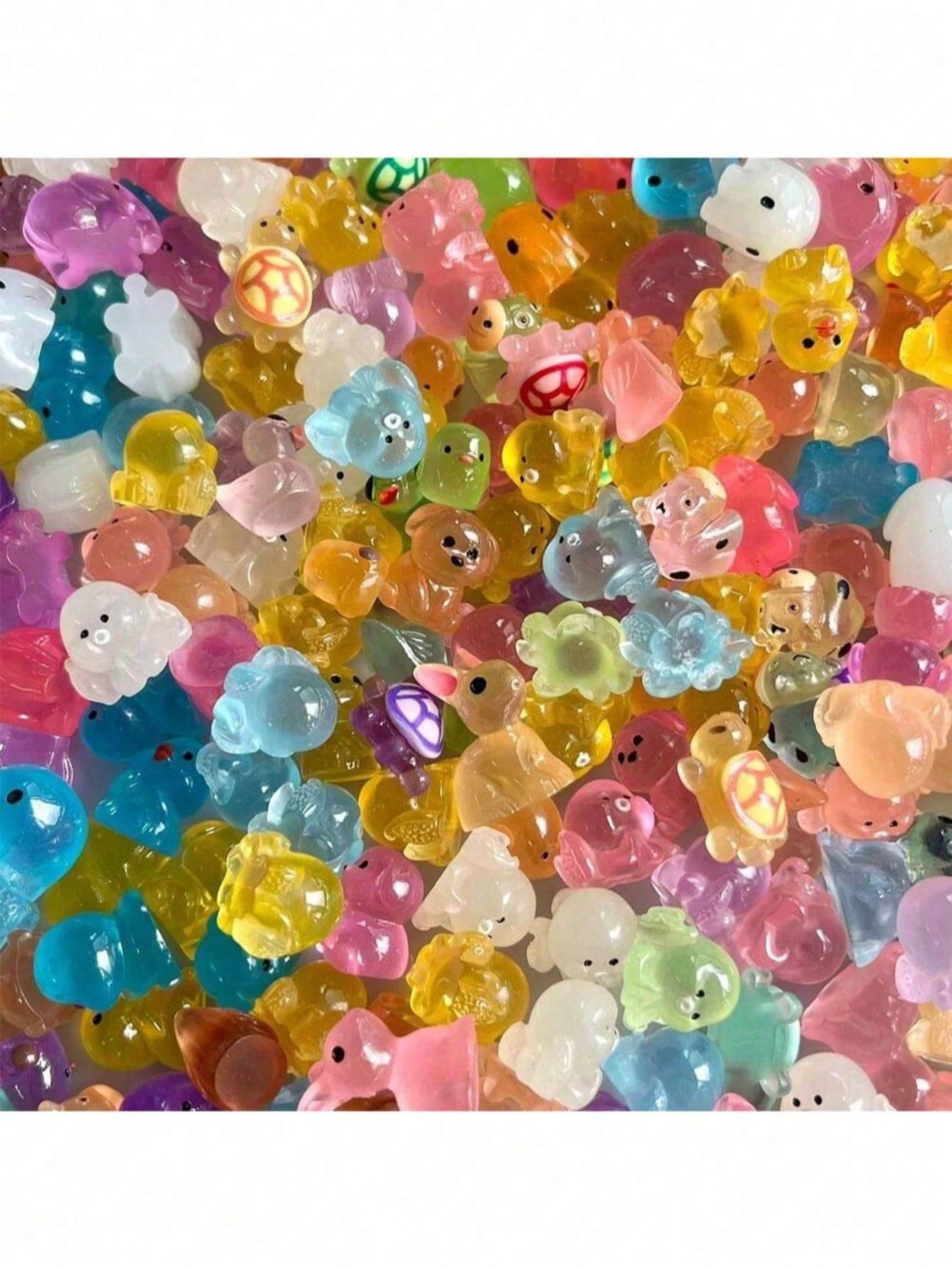 127pcs Fluorescent Resin Mini Animal Figurines, Glowing Small Decorative Items, Suitable For Garden, Aquarium And Micro Landscape Decoration, Stronger Glowing Effect After Absorbing Sunlight, Also Ver