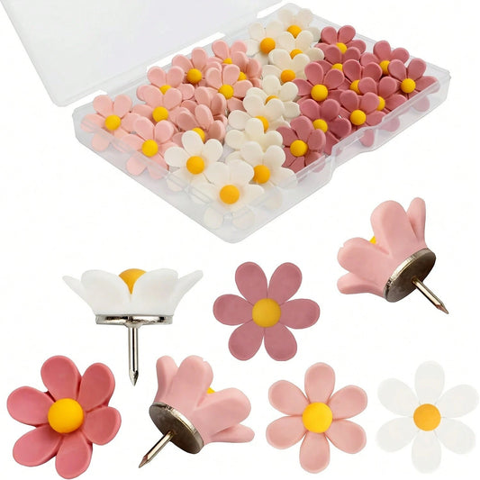 12pcs Acrylic Flower Push Pins- Cute Colorful Flower Shaped Push Pins Suitable For Photo Wall, Cork Board And Office Decor, Multi-Color Flower Push Pins For Bulletin Board And Photo Display