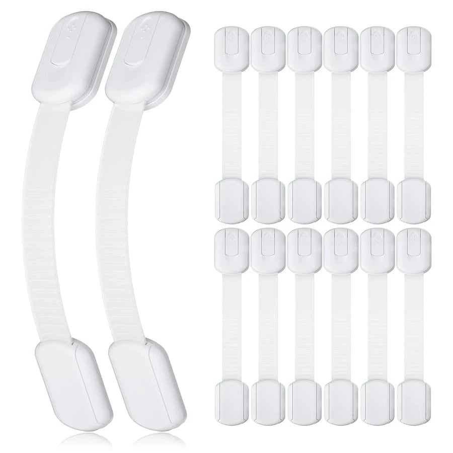 12pcs Baby Cabinet Locks, Child Proof Drawer Locks, Adjustable No Drill Cabinet Locks With Straps, Suitable For Child Drawers, Ensure Child