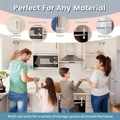 12pcs Baby Cabinet Locks, Child Proof Drawer Locks, Adjustable No Drill Cabinet Locks With Straps, Suitable For Child Drawers, Ensure Child