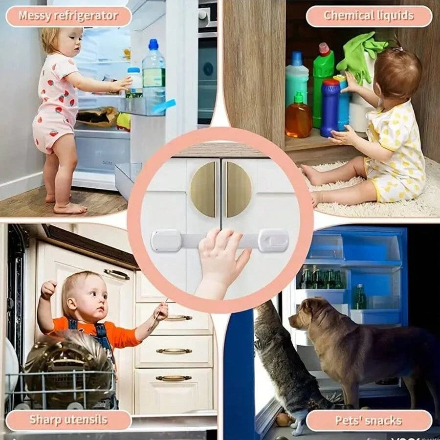 12pcs Baby Cabinet Locks, Child Proof Drawer Locks, Adjustable No Drill Cabinet Locks With Straps, Suitable For Child Drawers, Ensure Child