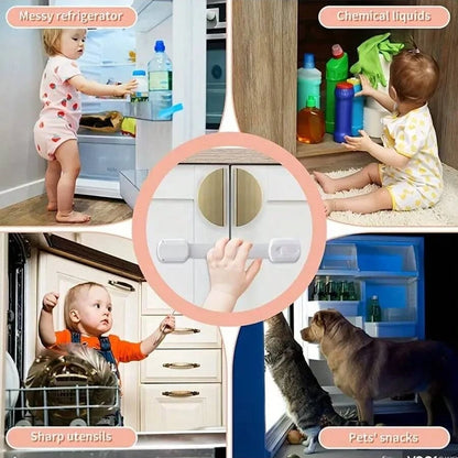 12pcs Baby Cabinet Locks, Child Proof Drawer Locks, Adjustable No Drill Cabinet Locks With Straps, Suitable For Child Drawers, Ensure Child
