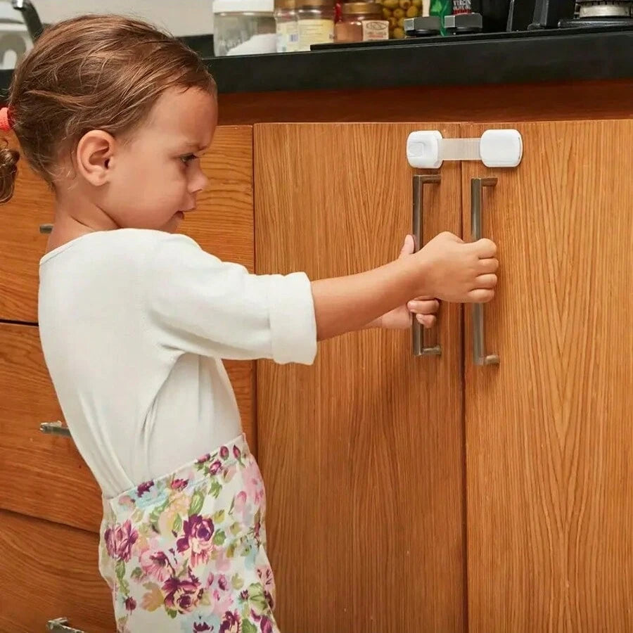 12pcs Baby Cabinet Locks, Child Proof Drawer Locks, Adjustable No Drill Cabinet Locks With Straps, Suitable For Child Drawers, Ensure Child