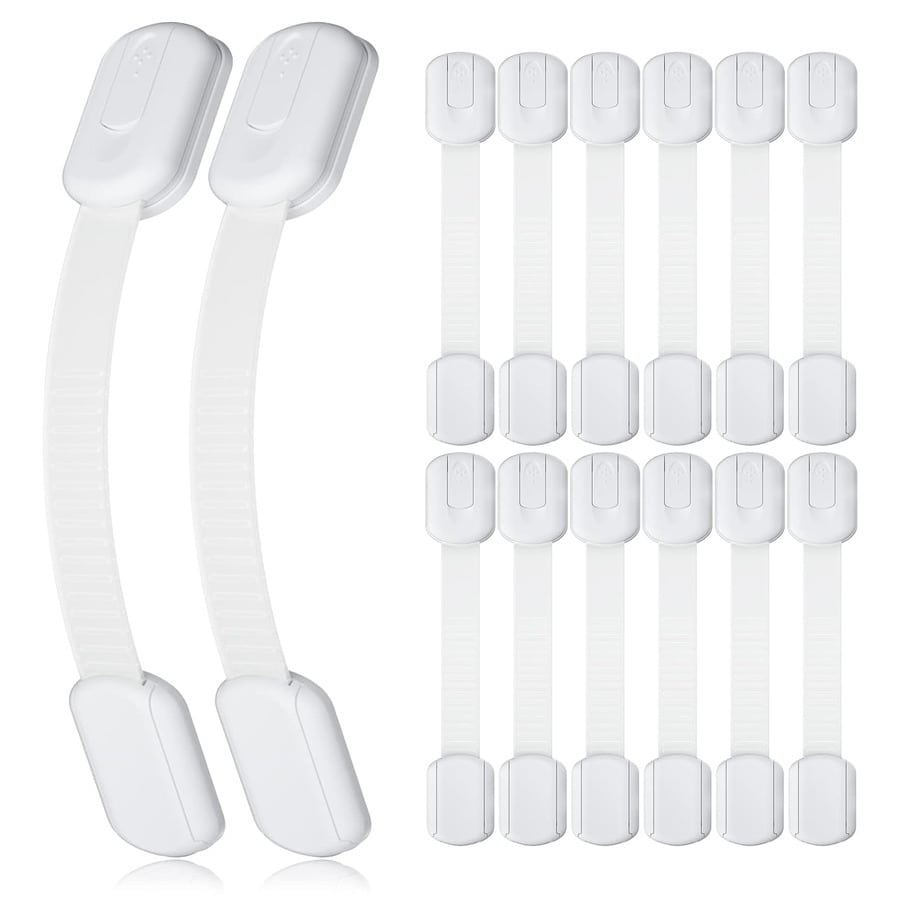 12pcs Baby Cabinet Locks, Child Proof Drawer Locks, Adjustable No Drill Cabinet Locks With Straps, Suitable For Child Drawers, Ensure Child