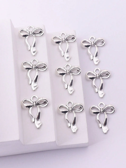 12pcs Fashionable 3D Zinc Alloy Electroplated Vintage Bowknot Pendant Set For Women, Including Earrings, Necklace, Headband, Keychain, Bag Hook, Semi-Finished Pendant And DIY Jewelry Making Accessorie