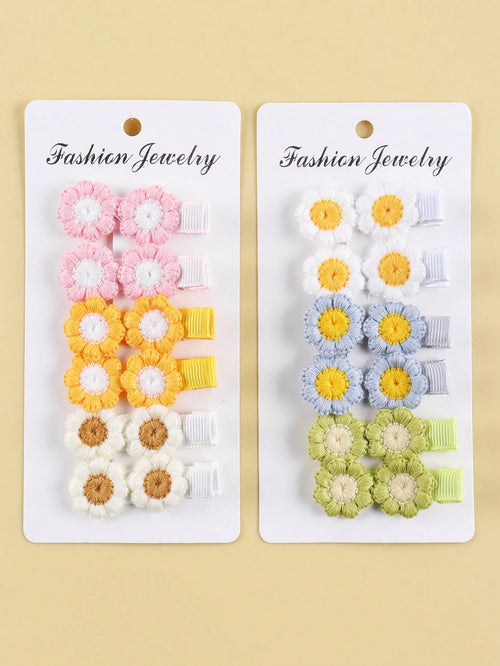 12pcs/Set Random Floral Baby Clips Everyday Wear Hair Accessories, Card Shipping Love Valentine