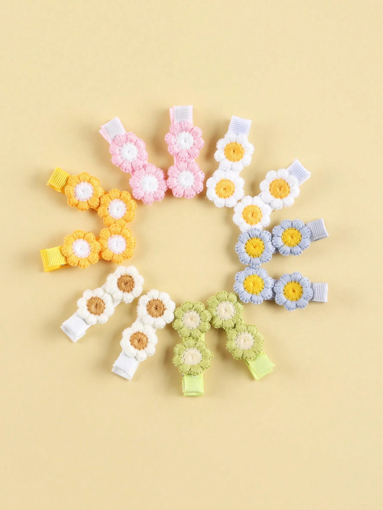 12pcs/Set Random Floral Baby Clips Everyday Wear Hair Accessories, Card Shipping Love Valentine