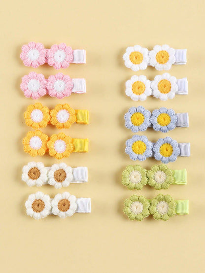 12pcs/Set Random Floral Baby Clips Everyday Wear Hair Accessories, Card Shipping Love Valentine
