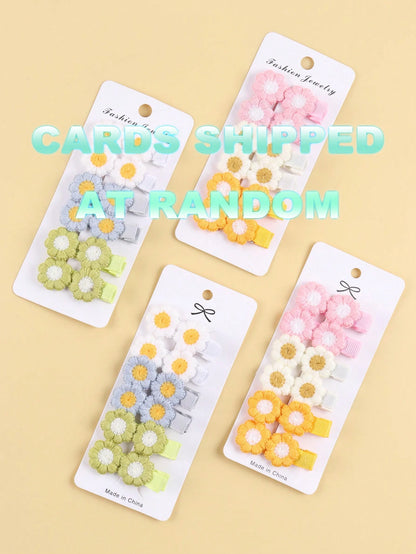 12pcs/Set Random Floral Baby Clips Everyday Wear Hair Accessories, Card Shipping Love Valentine